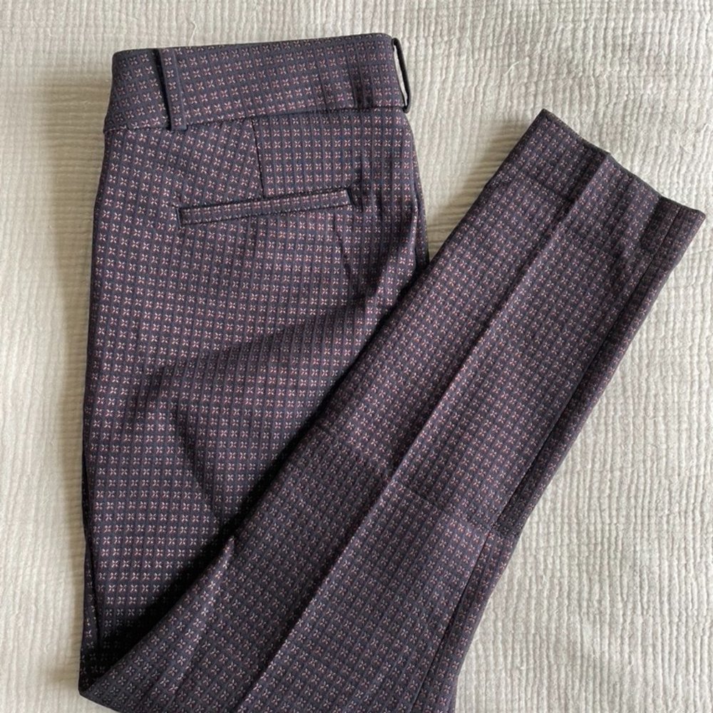Ann Taylor Loft Marissa Skinny Pants - red and blue pattern